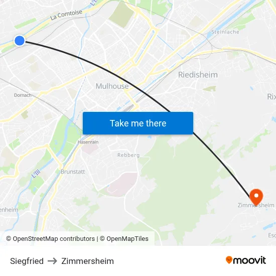 Siegfried to Zimmersheim map