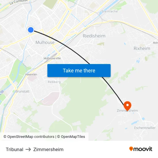 Tribunal to Zimmersheim map