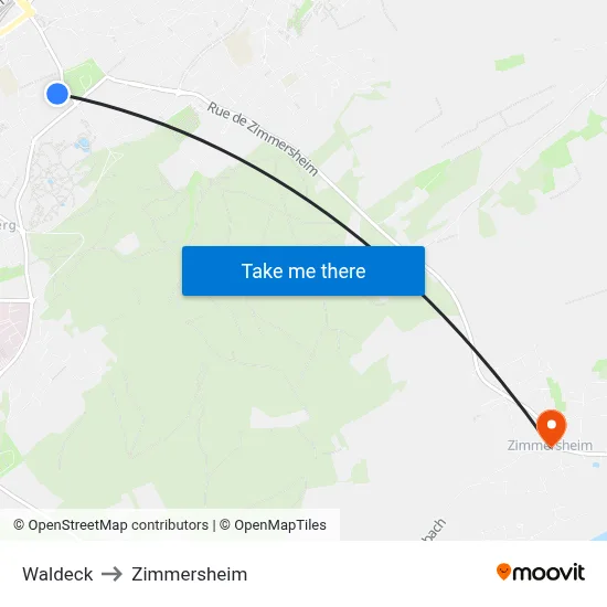 Waldeck to Zimmersheim map