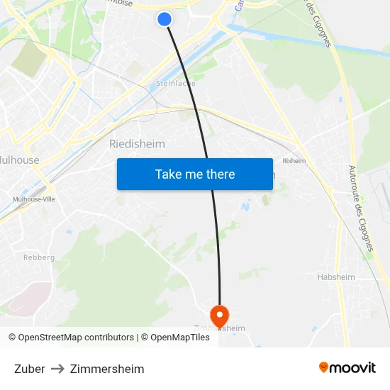 Zuber to Zimmersheim map