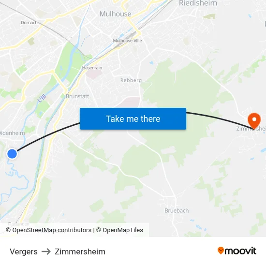 Vergers to Zimmersheim map