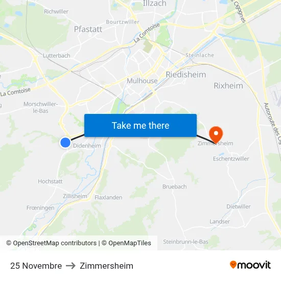 25 Novembre to Zimmersheim map