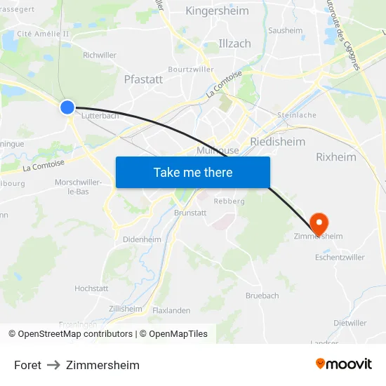 Foret to Zimmersheim map
