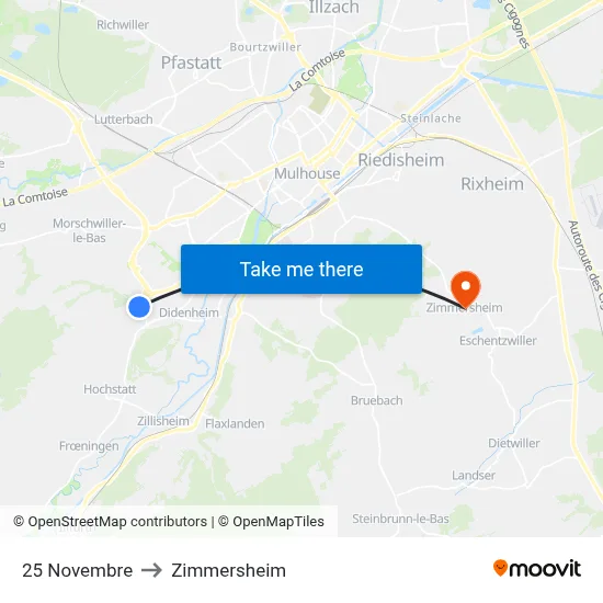 25 Novembre to Zimmersheim map