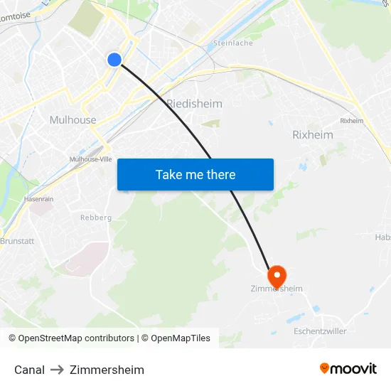 Canal to Zimmersheim map