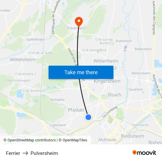 Ferrier to Pulversheim map