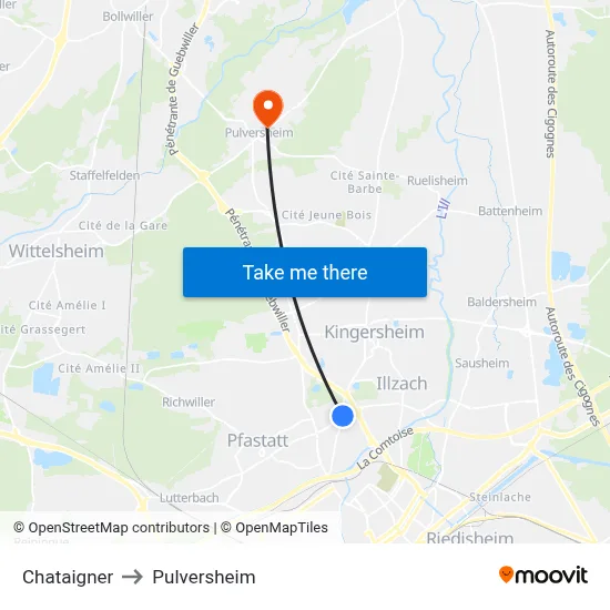 Chataigner to Pulversheim map