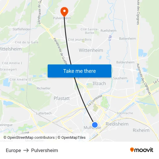 Europe to Pulversheim map