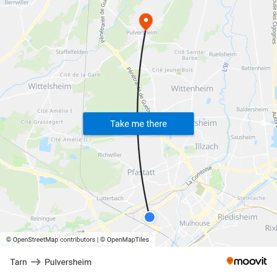 Tarn to Pulversheim map