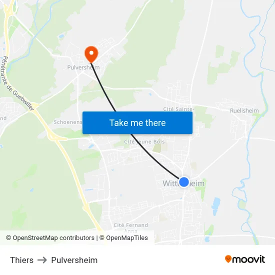 Thiers to Pulversheim map