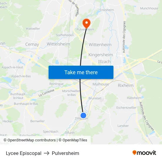 Lycee  Episcopal to Pulversheim map