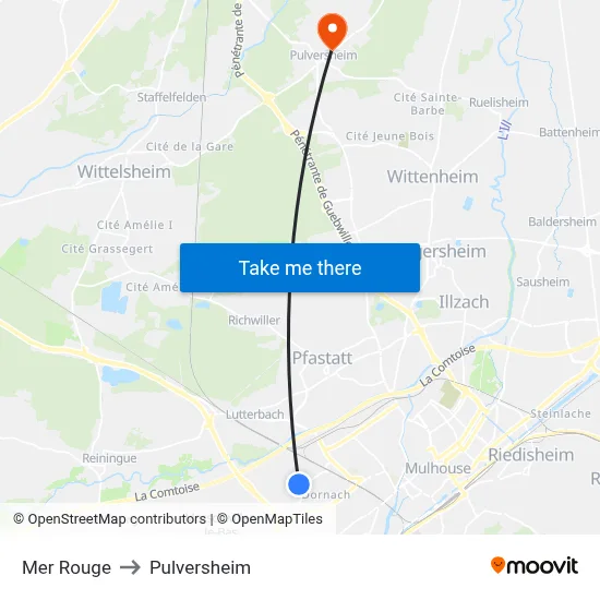 Mer Rouge to Pulversheim map
