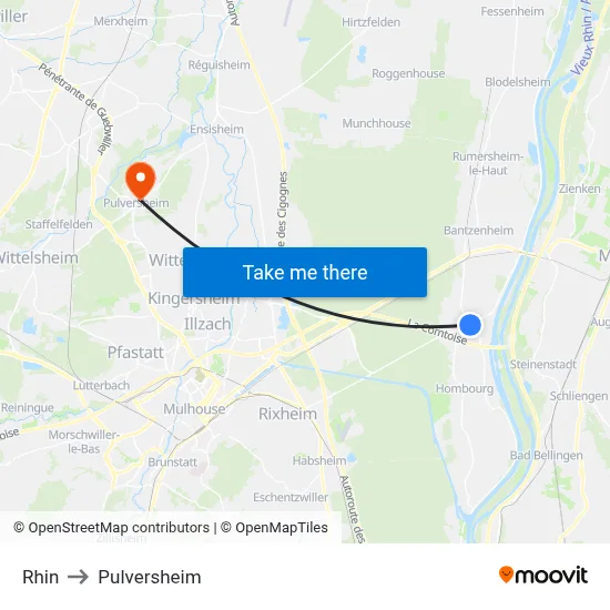Rhin to Pulversheim map