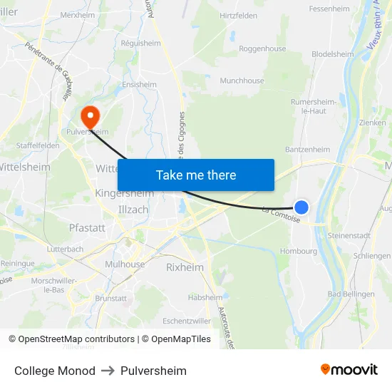 College Monod to Pulversheim map