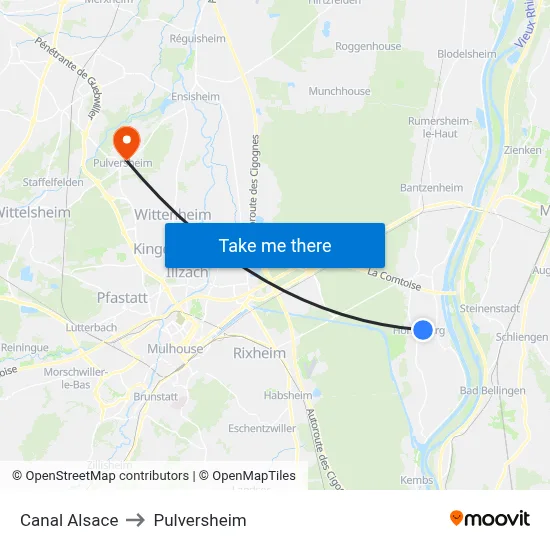 Canal Alsace to Pulversheim map