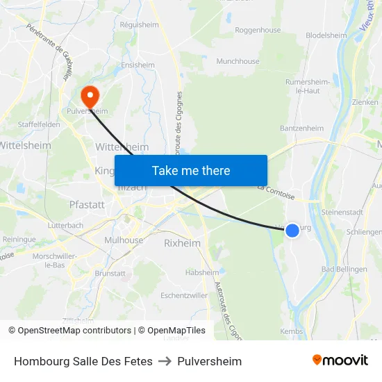 Hombourg Salle Des Fetes to Pulversheim map