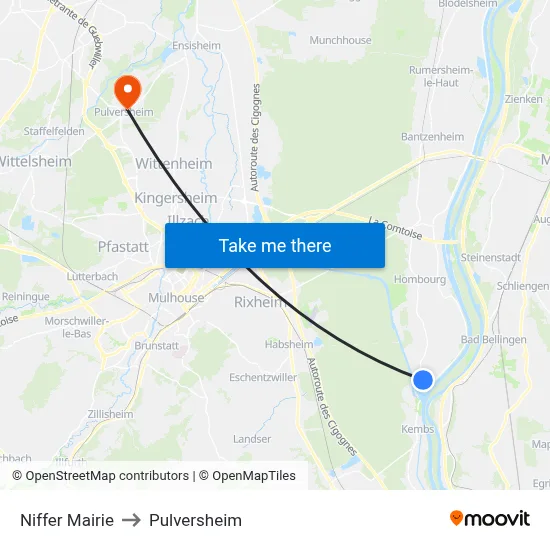 Niffer Mairie to Pulversheim map