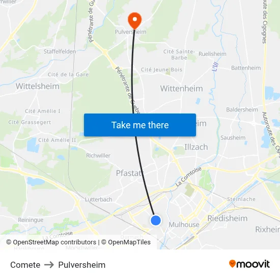 Comete to Pulversheim map