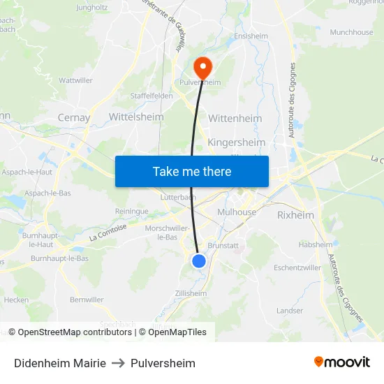 Didenheim Mairie to Pulversheim map