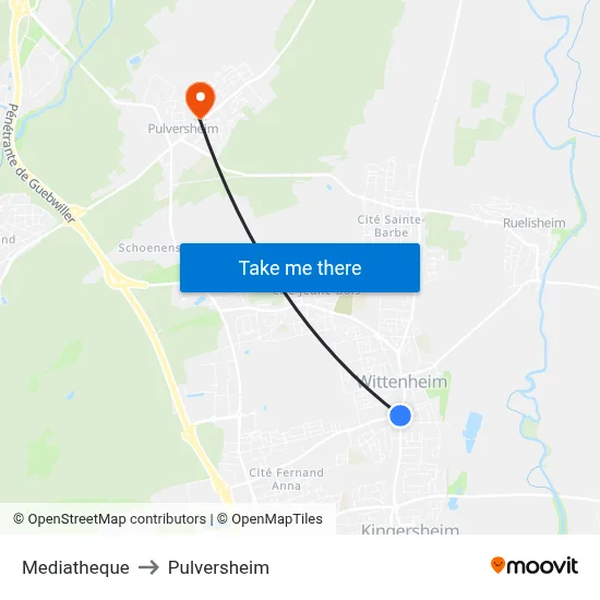 Mediatheque to Pulversheim map