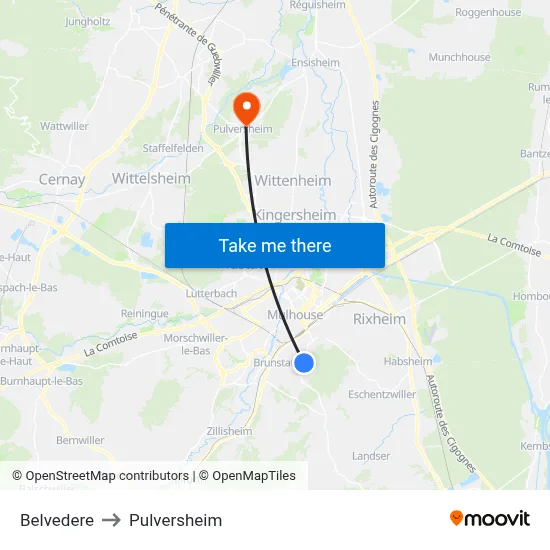 Belvedere to Pulversheim map