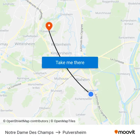 Notre Dame Des Champs to Pulversheim map