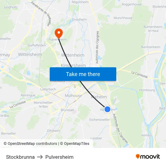 Stockbrunna to Pulversheim map
