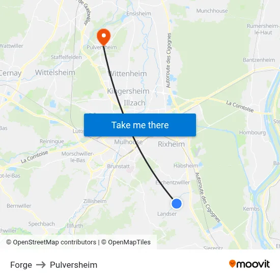Forge to Pulversheim map