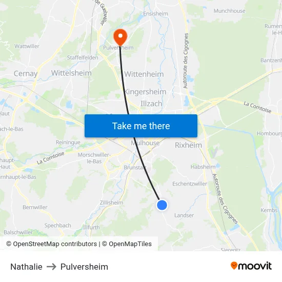 Nathalie to Pulversheim map