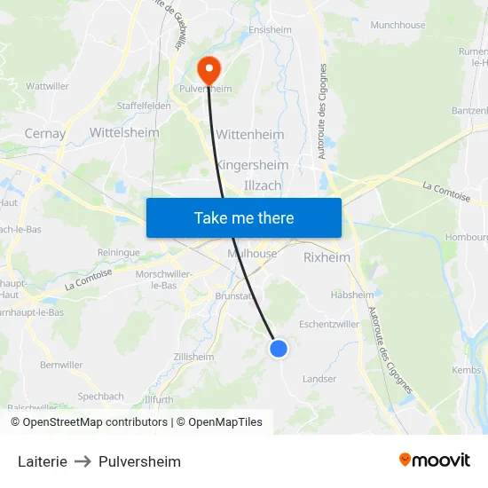 Laiterie to Pulversheim map