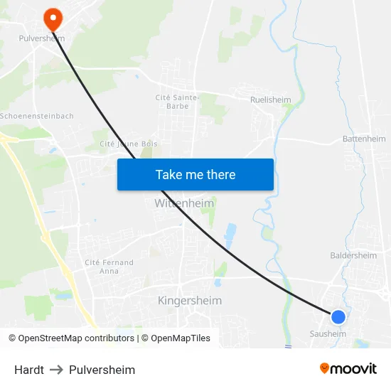 Hardt to Pulversheim map