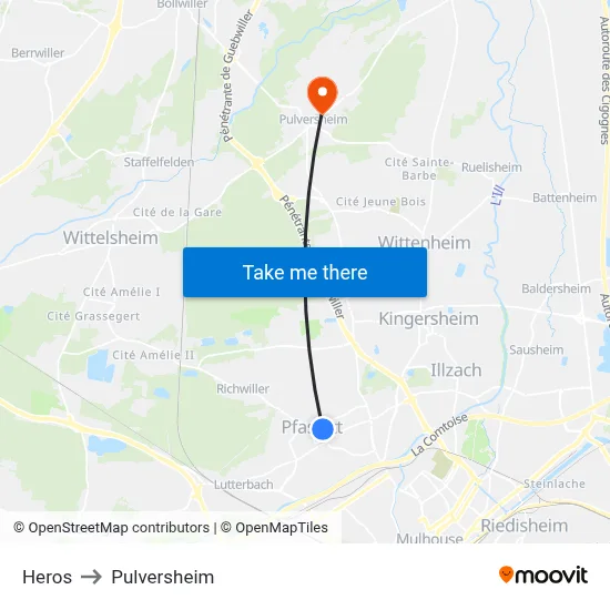 Heros to Pulversheim map