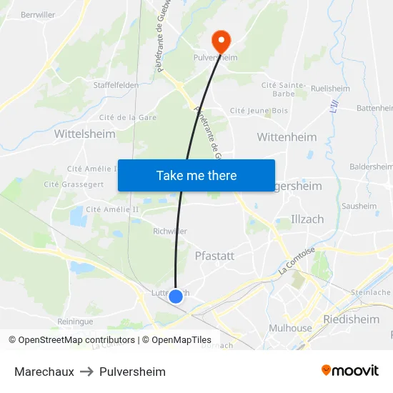 Marechaux to Pulversheim map