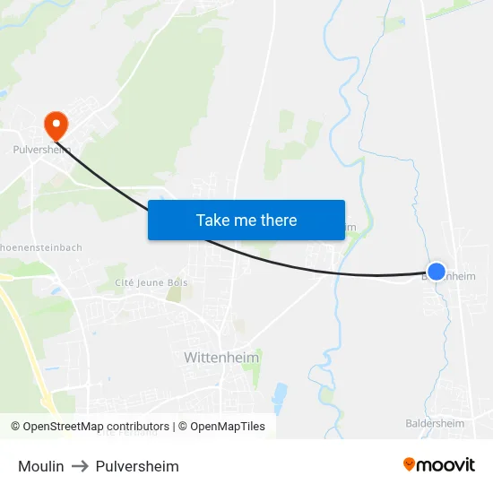 Moulin to Pulversheim map