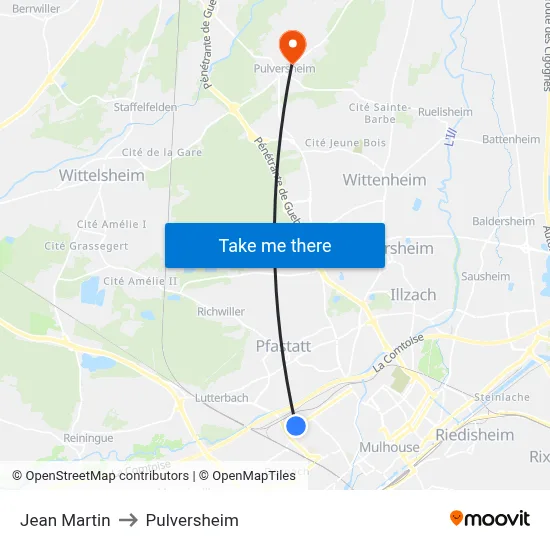 Jean Martin to Pulversheim map