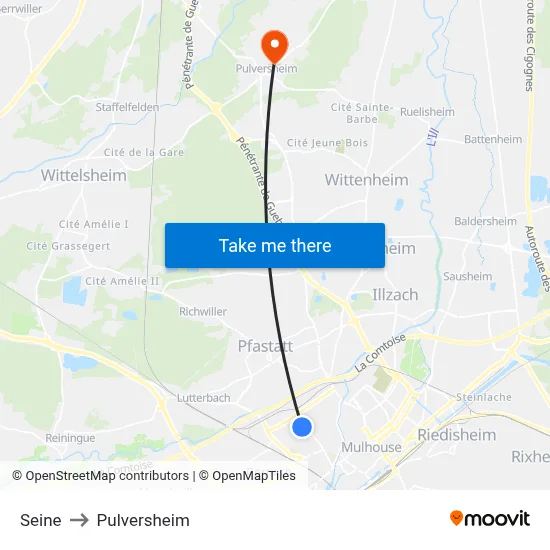 Seine to Pulversheim map