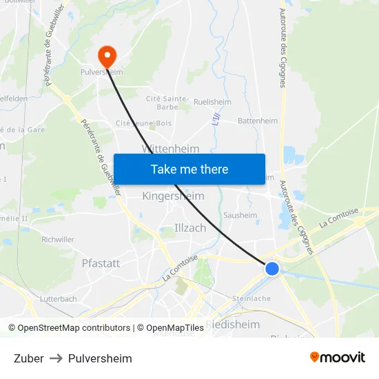 Zuber to Pulversheim map