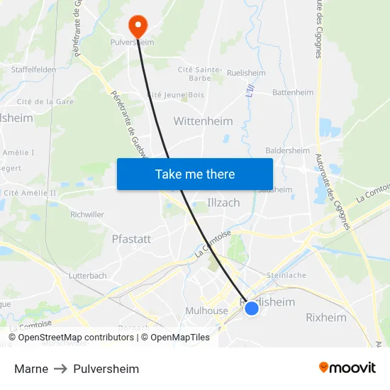 Marne to Pulversheim map