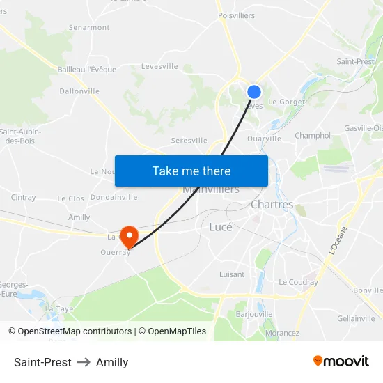 Saint-Prest to Amilly map