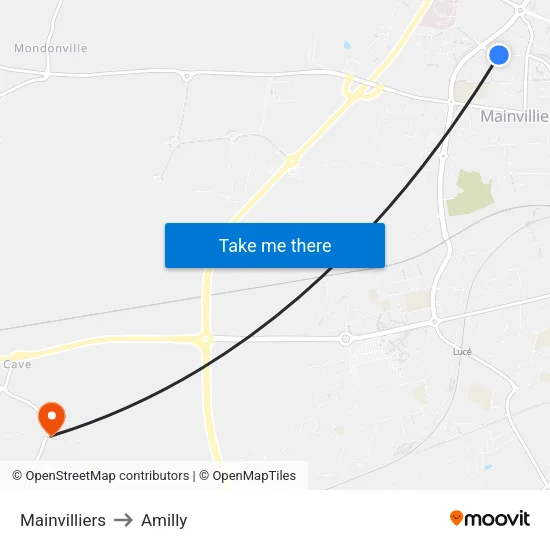 Mainvilliers to Amilly map