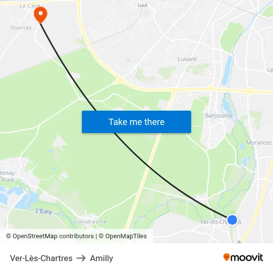 Ver-Lès-Chartres to Amilly map