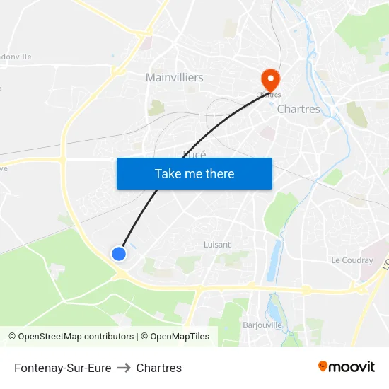 Fontenay-Sur-Eure to Chartres map