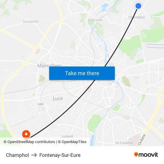 Champhol to Fontenay-Sur-Eure map