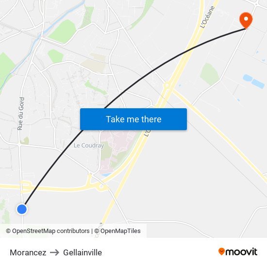 Morancez to Gellainville map