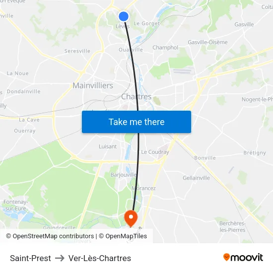 Saint-Prest to Ver-Lès-Chartres map