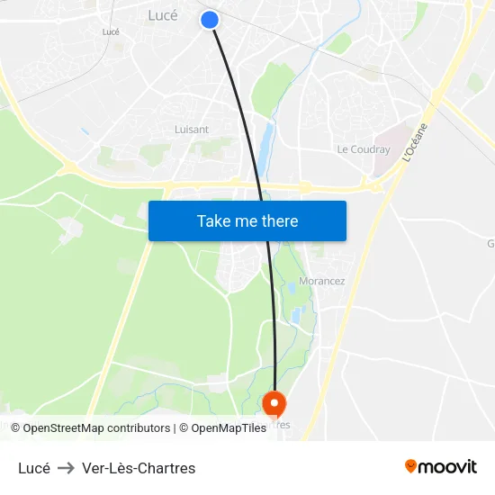 Lucé to Ver-Lès-Chartres map