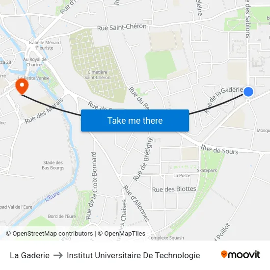 La Gaderie to Institut Universitaire De Technologie map