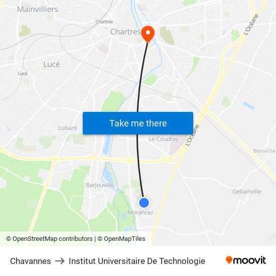 Chavannes to Institut Universitaire De Technologie map