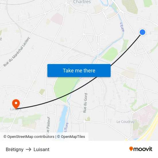 Brétigny to Luisant map