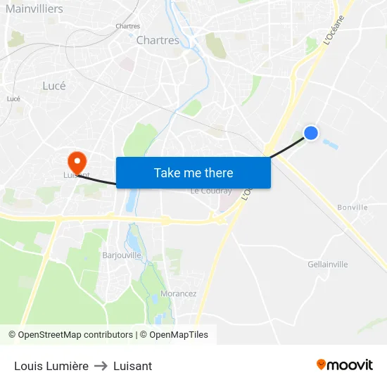 Louis Lumière to Luisant map
